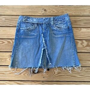 Payota Jeanstation Raw Edge Denim Skirt Size 1 Women’s Blue